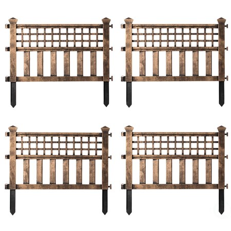 Gardenised Plastic Outdoor Decor Garden Flower Edger Fence, Border, 4 Panels, Bronze QI004112BZ.4